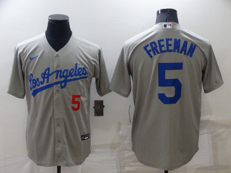 Men Los Angeles Dodgers 5 Freddie Freeman Grey Nike Game 2022 MLB Jersey
